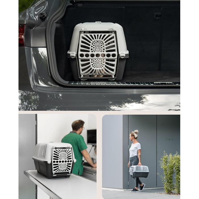 Транспортний бокс для собак Lionto, 55x36x36 см, з ручкою, для собак та котів, до 15 кг, блакитний