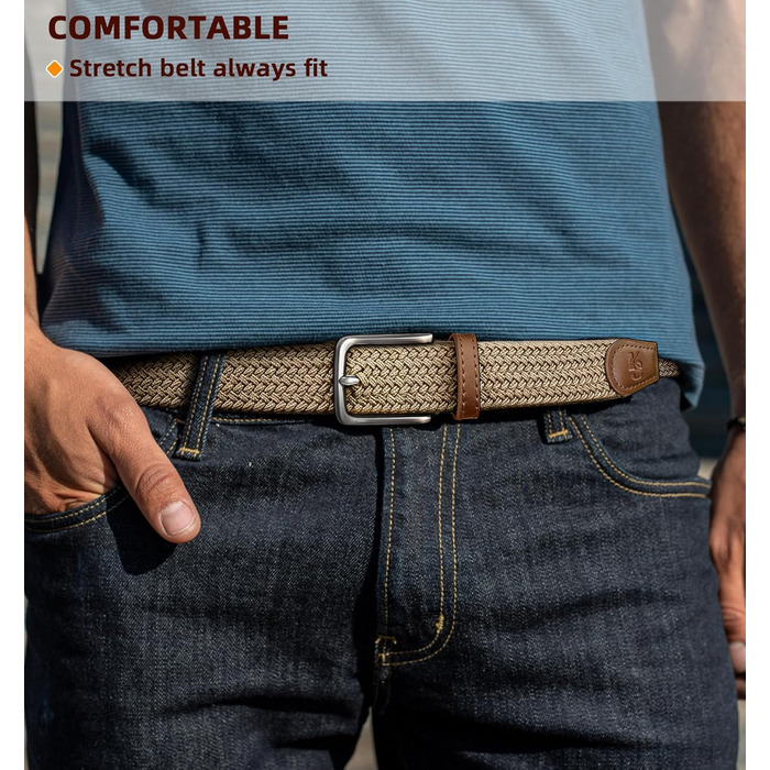 Пластиковий плетений ремінь KEMISANT для чоловіків та жінок, 2 шт. (чорний/бежевий)