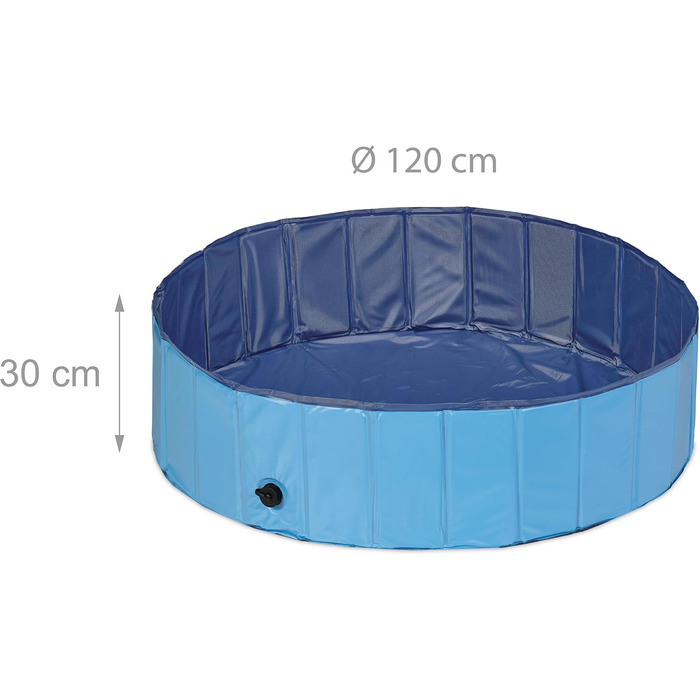 Басейн для собак Relaxdays, 30 x 120 см, розкладний, з клапаном, блакитний