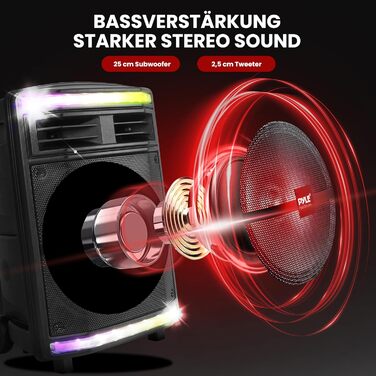 Pyle Partybox 600W: Портативна Bluetooth колонка з LED підсвіткою, мікрофоном для караоке, USB/SD/MP3, для вечірок та заходів