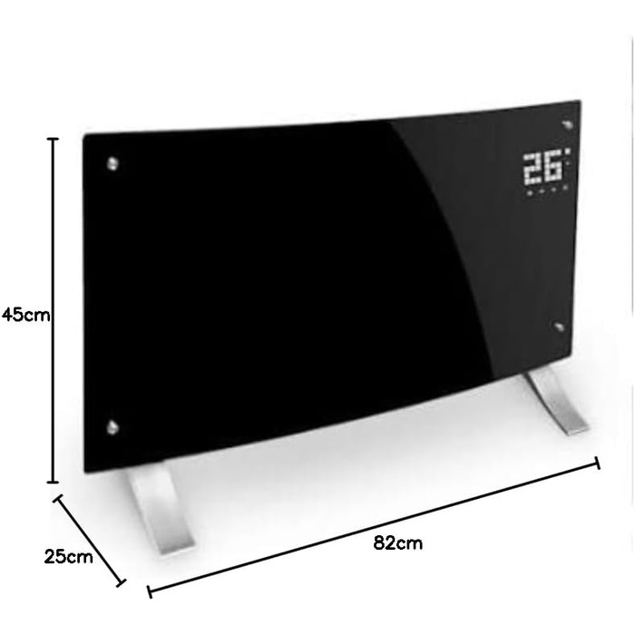Klarstein Electric Heater, Convector Heater - Freestanding or Wall-Mounted, Energy-Saving Electric Heater, App Control, Quiet Electric Heater, Standalone Electric Radiator with Thermostat, 2000 W Black Bornholm Curved Smart