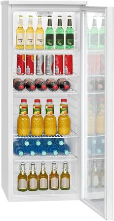 Холодильник для напоїв Bomann® з дверцятами зі скла | Об'єм 245 л, 5 ґратчастих полиць | Автоматична система розморожування, плавне регулювання температури | KSG 7289 білий *Модель 2024* (Виставковий зразки)