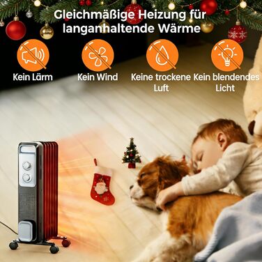 Масляний радіатор COWSAR з економним споживанням енергії, швидким нагрівом, 3 режими, захист від перекидання та перегріву, 1200W, для вітальні та спальні, чорний