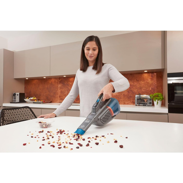Акумуляторний пилосос ручний BLACK+DECKER BHHV315J Lithium Dustbuster 12V, 20AW, циклонна система, безмішковий, титаново-синій