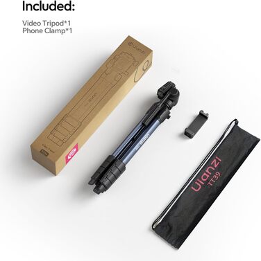 Штатив ULANZI TT39 155cm для камери з поворотним на 360° та нахильним (-80°/+90°) кріпленням, легкий штатив з тримачем для телефону, туристичний штатив сумісний з DSLR, мобільними телефонами (вага 0,95 кг, вантажопідйомність 8 кг)