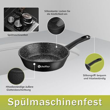 Набір каструль Scheffler 15tlg з антипригарним покриттям для індукційних плит, чорний (HL-21PS102)