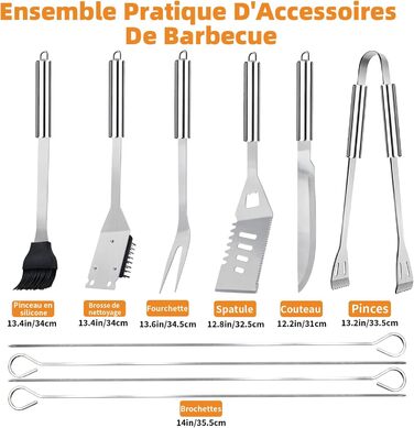 Набір аксесуарів для гриля з нержавіючої сталі 28 шт. для басейну, кемпінгу, подарунок на День батька, день народження, Різдво з кейсом для зберігання