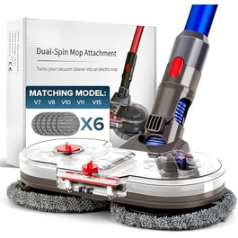 Насадка для миття підлоги сумісна з Dyson V7/V8/V10/V11/V15, знімний бак для води та 6 змінних мікрофібрових серветок для твердих підлог