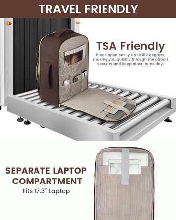 LOVEVOOK Рюкзак для ручної поклажі, 40L, рюкзак для жінок, водонепроникний, відділення для ноутбука 17 дюймів, для подорожей, роботи, хайкінгу, оливково-зелений/бежевий