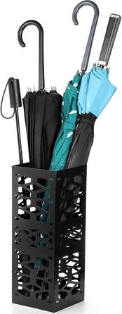 ZENFUN Metal Umbrella Stand - Freestanding Umbrella Holder for Entryway, Home, Office, Hotel - Black, 15x15x40 CM
