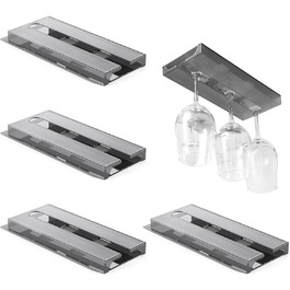 Підставки для келихів Geoyien (4 шт.), підвісні, без свердління, сірі (25,8*11*2,4 см)