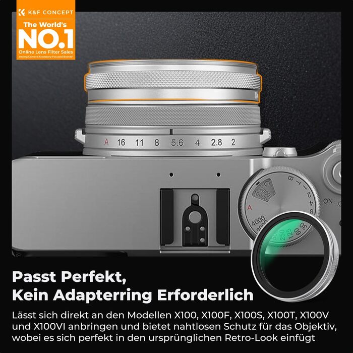 UV фільтр K&F Concept для Fujifilm X100 (X100F/X100S/X100T/X100V/X100VI) - захист об'єктива