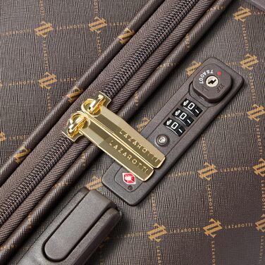 Чемодан Lazarotti Palermo: середній, 49 x 29 x 66 см, гібридний матеріал, TSA-замок, захист кутів, 4 колеса, для жінок та чоловіків (Dark Brown)