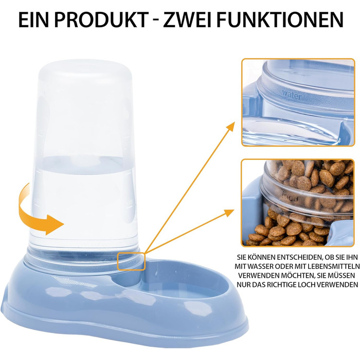 Автоматичний диспенсер для корму та води Ferplast AZIMUT 5500 для великих собак, 5.5 л, білий, з протиковзким дном, 23 x 41 x 37,5 см