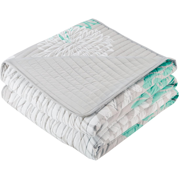 Комплект постільної білизни Comfort Spaces Enya CS14-0064, 3-частинний, квітковий принт, розмір King, блакитно-сірий, 264 x 229 см