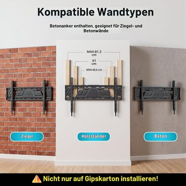 Настінний кронштейн для телевізора BONTEC Heavy Duty 43-100 дюймів, до 100 кг, VESA 800x600 мм, ультратонкий фіксований навіс (23 мм), сталевий