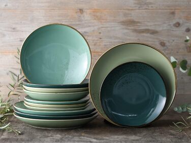 Набір посуду CreaTable Serie Nature Collection (16 предметів) з каменю, для миття в посудомийній машині та використання в мікрохвильовій печі, преміум-якість