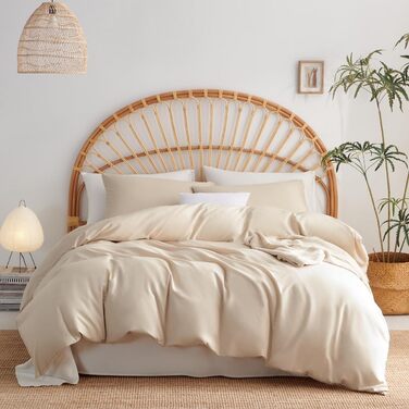 Комплект постільної білизни Lanqinglv салатовий (доppelbett, бежевий), мікрофібра, дихаюча, 120 г, з блискавкою, 2 наволочки 50x75 см