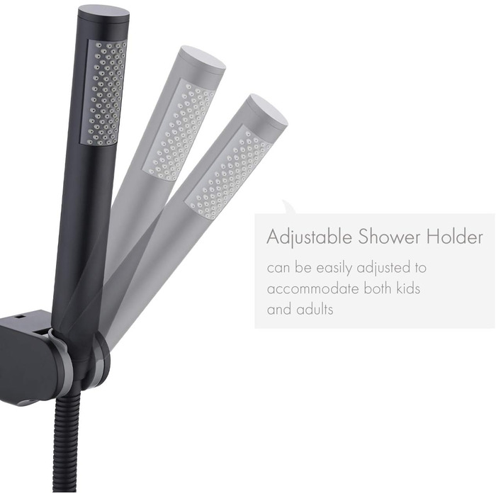 KES Handheld Shower Head Shower Head Bathroom SUS304 Shower Head with Shower Head Holder and Shower Hose Stainless Steel Brushed, LP150-BS (Black)