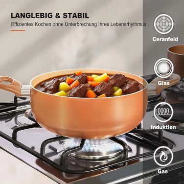 Набір кухонного посуду з антипригарним покриттям, 11 предметів: каструлі, сковорідки, сотейник. Підходить для духовки та гриля (до 177°C). Кухонний набір, для дому, безпечний для миття в посудомийній машині. CW11-CP 11