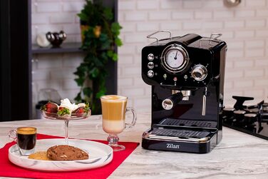 Zilan Espresso Machine with Milk Frother | Semi-Automatic Espresso Machine | Cappuccino Machine | Portafilter Coffee Machine | 1.25 L Water Tank | 15 bar | Retro Design
