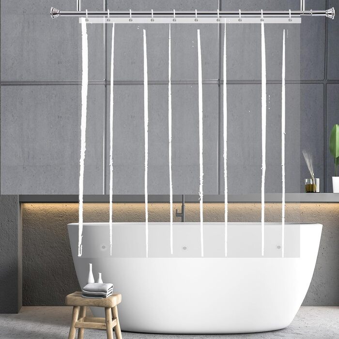 Шторка для душу YISURE, 120 x 200 см, прозора, водонепроникна, з магнітами, для ванни