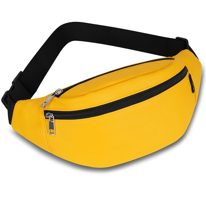Сумка на пояс для чоловіків та жінок з PU шкіри, поясна сумка, спортивна сумка-шоппер, сумка на стегно для подорожей, піших прогулянок, тренувань з собакою та активного відпочинку на природі (Жовта)