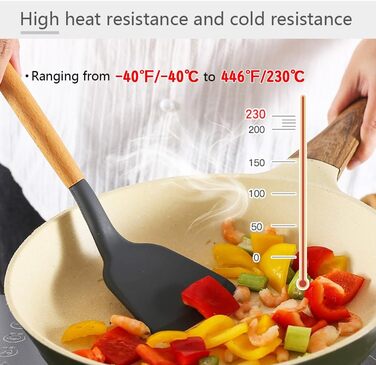 Набір кухонних аксесуарів 12 шт. з силікону з дерев'яними ручками, термостійкий антипригарний набір посуду: щипці, лопатки, ложки. Бежевий колір