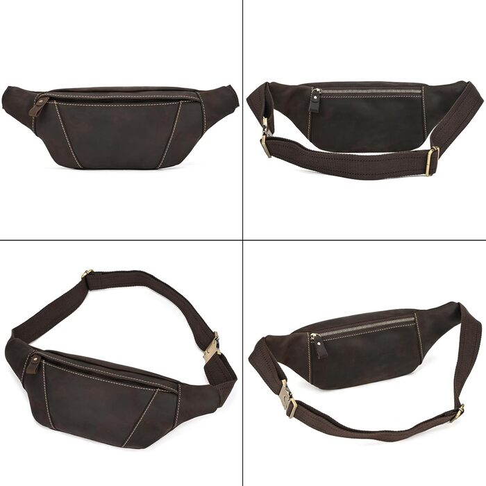 Чоловіча/жіноча поясна сумка з екошкіри в стилі вінтаж, чорна (1034 Темно-коричнева)