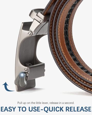 Чоловічий шкіряний ремінь Bostanten з автоматичною застібкою-ратом, 35 мм, регульований розмір, довжина 115 см, колір коричневий