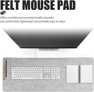 Підкладка на стіл з фетру 80x40 см сірого кольору - антиковзаюча, для офісу та дому