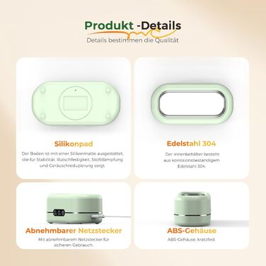 Ультразвукова мийка 48000 Гц, 350 мл, для ювелірних виробів, окулярів, годинників, зубних протезів (зелена)