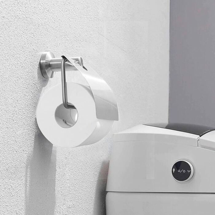 CASEWIND Toilet Paper Holder with Cover, Brushed Tissue Paper Holder, Drawn Stainless Steel Bathroom Toilet Roll Holder Wall Mount Silver