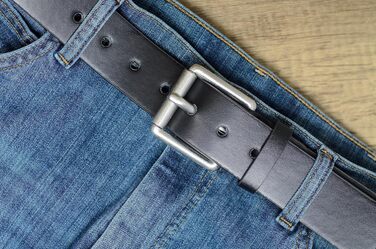 Чоловічий шкіряний ремінь Ossi, 38 мм, чорний, 130 см (загальна довжина 145 см)