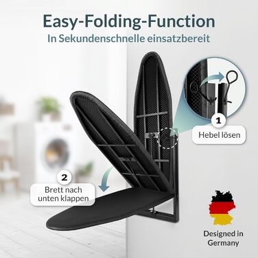 CÄMERLING Folding Ironing Board with Wall Mounting, Ironing Table, Ironing Board, Small, Foldable, Space-Saving, Quick and Easy Ironing