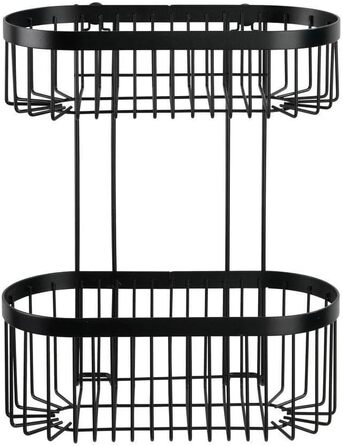 Настінна полиця WENKO Classic Plus Black, 2-ярусна, з антикорозійним покриттям, для ванної, 26,5x33x14,5 см, чорна