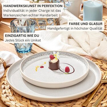 Набір посуду SÄNGER Kreta (18 предметів) | Керамічний посуд для 6 осіб | Набір тарілок, супових тарілок, десертних тарілок | Блакитний посуд з кремовим покриттям, стійким до подряпин | VALUE COLLECTION