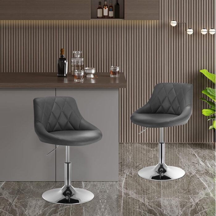 Adjustable Swivel Bar Stool with Backrest - Dark Green Faux Leather - WOLTU BH242dgn-2
