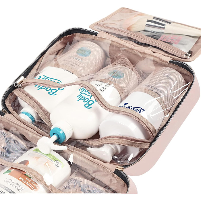 Органайзер для подорожей NISHE для жінок, сумка-органайзер для шампунів, кондиціонерів, пензликів, великого та малого розміру, рожевий (M)