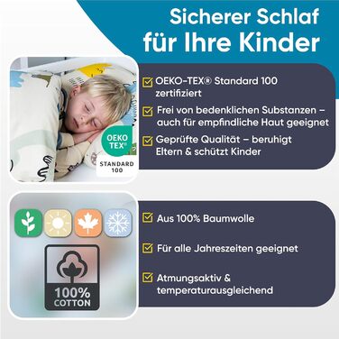 Комплект постільної білизни для ліжечка Kinderbettwäsche з динозаврами 100x135/40x60, 100% бавовна, для хлопчиків, прання при 60°C