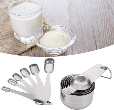 Germerse Measuring Cups Baking Tools High Hardness Stainless Steel Kitchen Baking Accessories 13 Piece/Set Kitchen Utensils Restaurant for Home Kitchen