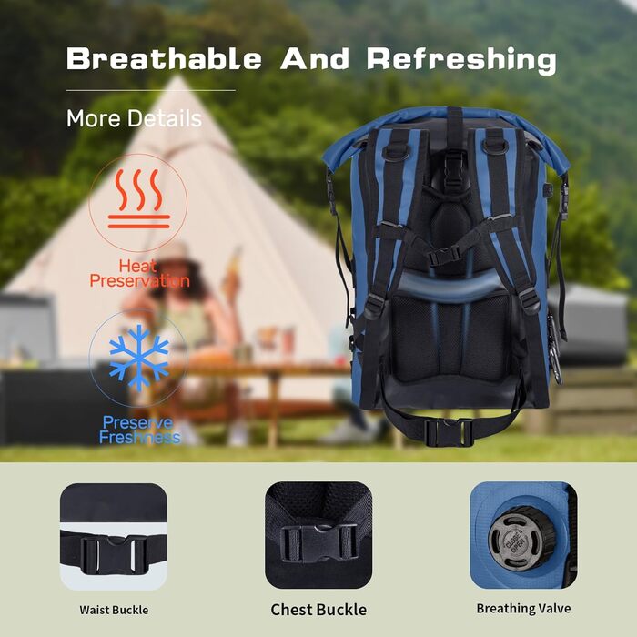 Рюкзак-холодильник Iculbag 35L для дорослих, 48 літрів, армійсько-зелений (блакитний)