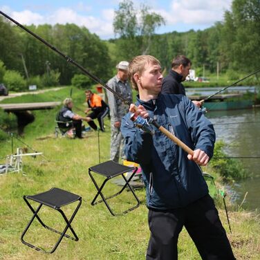 Складні стільці для кемпінгу, 2 шт. - компактні, легкі, для відпочинку на природі, риболовлі, пікніків, пляжу. З сумкою для зберігання, чорний