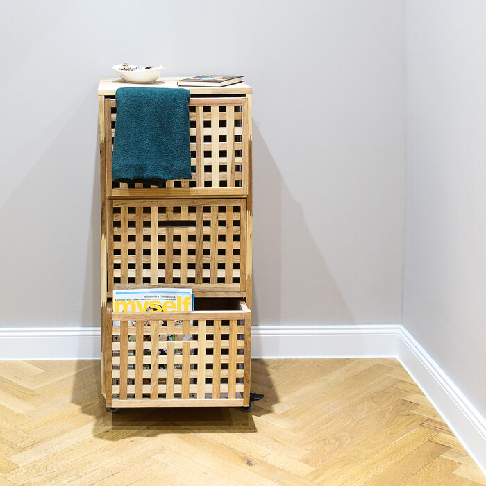Relaxdays 3-Drawer Rolling Storage Cabinet in Walnut Finish