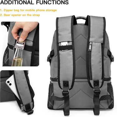 28L Insulated Cooler Backpack - Double Layer Thermal Rucksack for Picnics, Camping, and Travel (Gray)