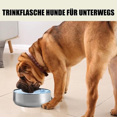 Водяна пляшка для собак Pets 950мл з мискою та ручкою, ізольована, нержавіюча сталь, BPA-free, для подорожей та прогулянок (кремово-білий, L)