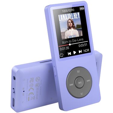 MP3 плеєр AGPTEK 64GB Bluetooth 5.3 з динаміком, радіо FM, екран 1.8