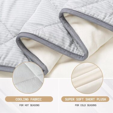 Килимок для собак та котів, ультрам'який, водонепроникний, 75x60 см, миючий, двосторонній (охолоджуючий та зігріваючий) для цілорічного комфорту, сірий та білий