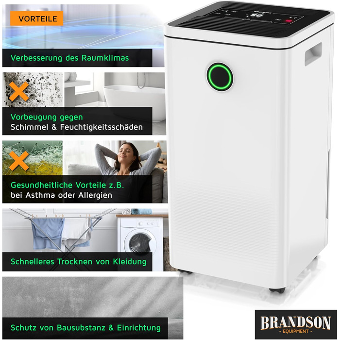 Зволожувач повітря Brandson 10L з компресором – електричний, тихий, для спальні, ванної, підвалу, без Wi-Fi