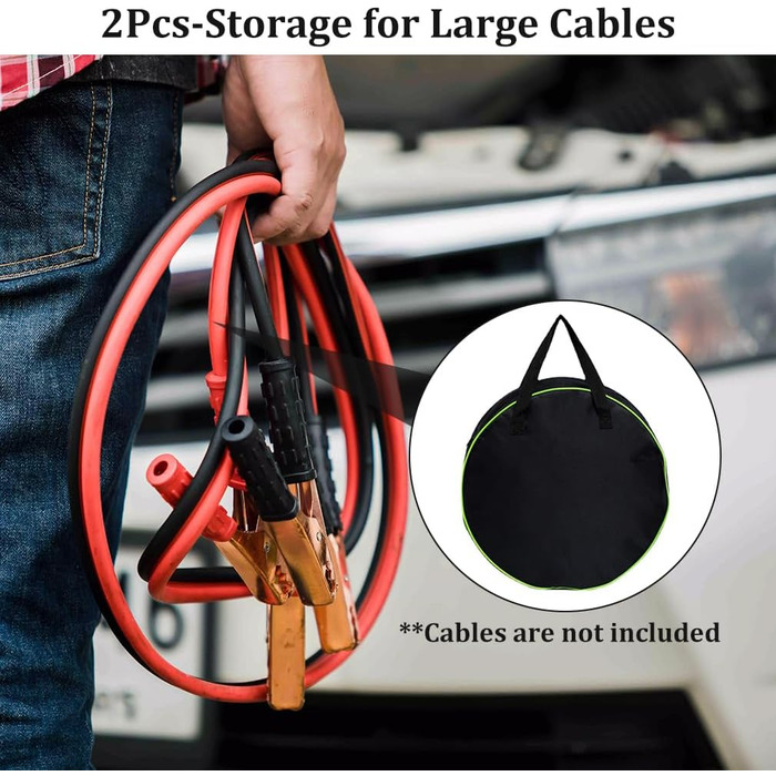 Cartlant 2 Pack Charging Cable Bag Electric Vehicle, Waterproof Cable Bag Camping Extension Cord Organizer Round, Portable EV Storage Bag Large for Garden Accessories, Hoses, E-Car